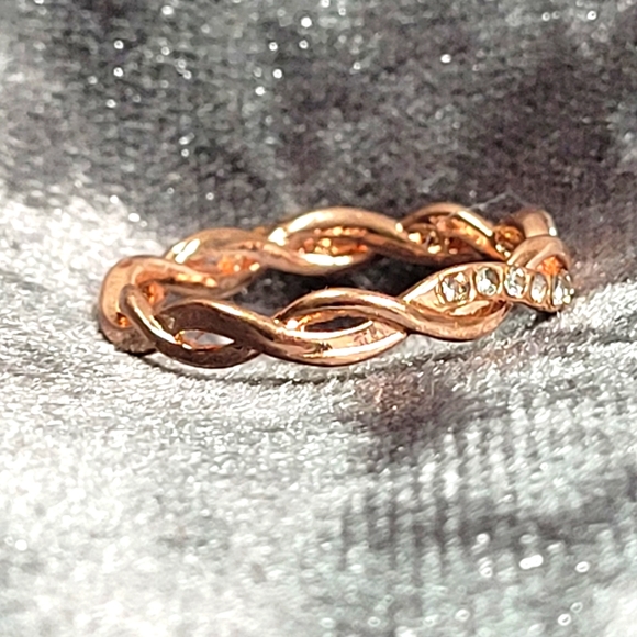 Classic Cubic Zirconia Rose Gold  Color  Wedding  Band - Picture 3 of 5
